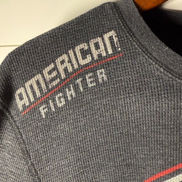 American Fighter Affliction Shirt Mens L Dark Gray Eagle Thermal Long Sleeve - Picture 6 of 7